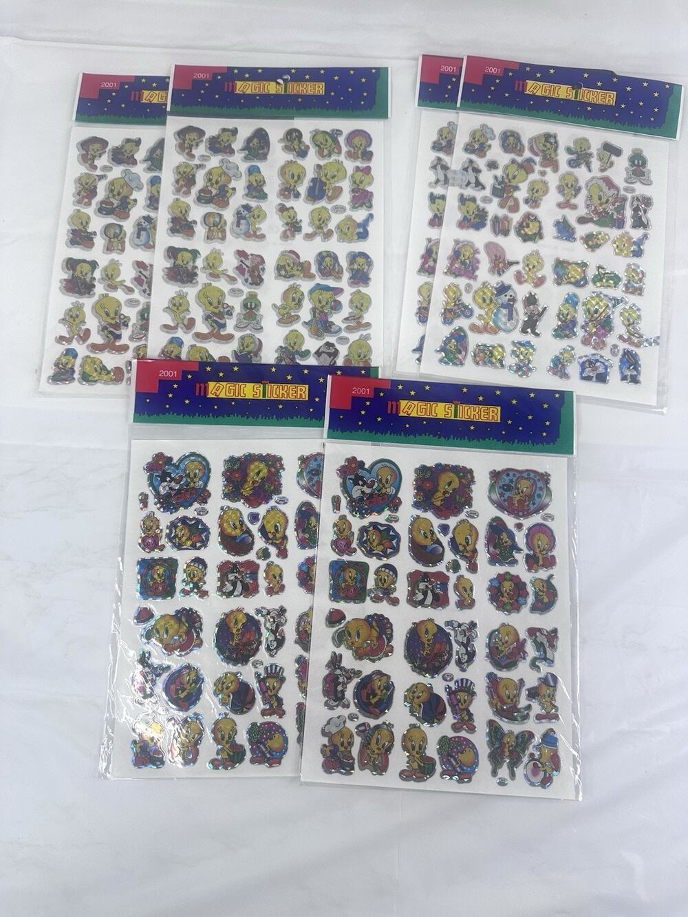 Looney Tunes Sticker Tweety Sylvester Taz Elmer Fudd Martian Lot Of 6 Sheets